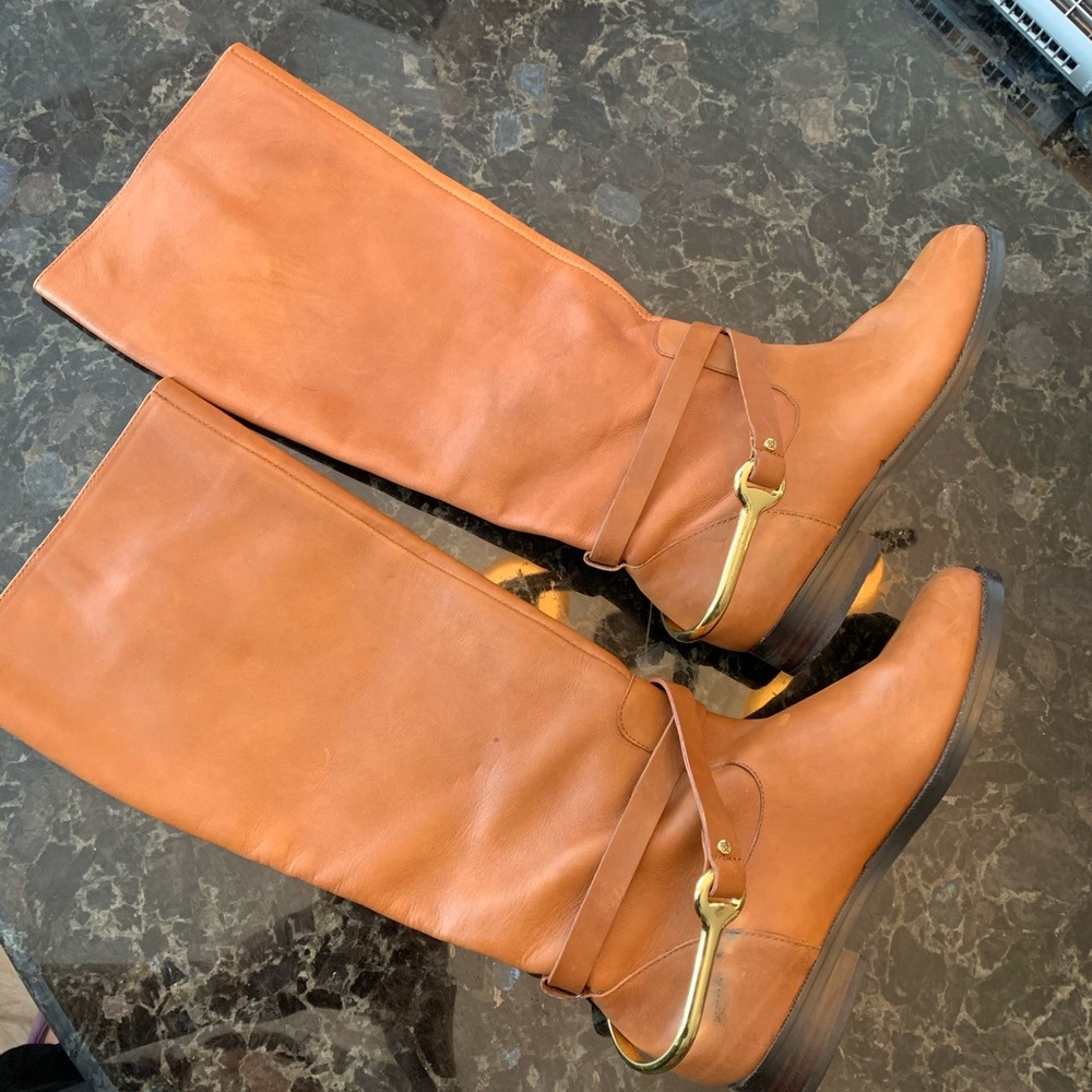 Ralph Lauren Tan Leather Riding Boots - Picture 2 of 9